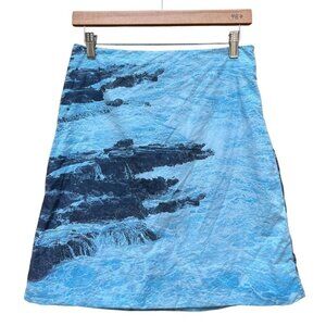 Anthropologie Blue Waves Photo Print A-line Skirt Size 00 Oversized